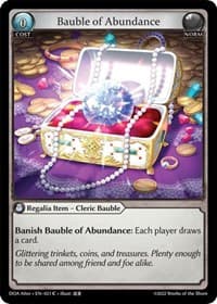 Bauble of Abundance - Grand Archive TCG Dawn of Ashes Alter Edition trading card