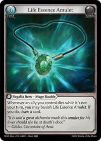 Life Essence Amulet - Grand Archive TCG Dawn of Ashes Alter Edition trading card