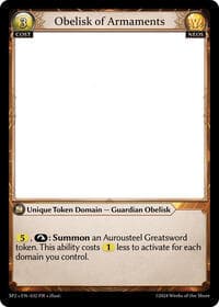Obelisk of Armaments - Grand Archive TCG Supporter Pack 2 trading card