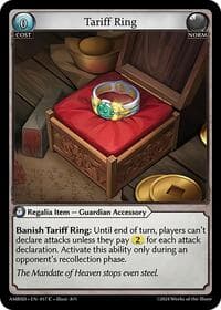 Tariff Ring - Grand Archive TCG Mortal Ambition Starter Decks trading card
