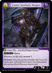 Carter, Synthetic Reaper - Grand Archive TCG Alchemical Revolution Alter Edition trading card