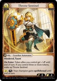 Throne Sentinel - Grand Archive TCG Mercurial Heart Alter Edition trading card