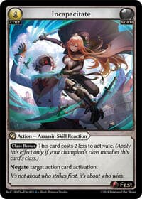 Incapacitate - Grand Archive TCG Tristan, Shadowdancer Re:Collection Lite trading card