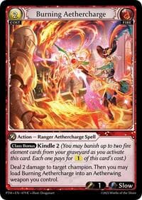 Burning Aethercharge (Curio Foil) - Grand Archive TCG Phantom Monarchs trading card