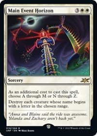 Main Event Horizon from Unfinity