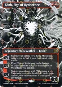 Koth, Fire of Resistance (Borderless) (Step-and-Compleat Foil) from Phyrexia: All Will Be One
