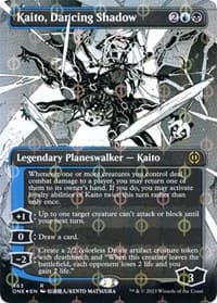 Kaito, Dancing Shadow (Borderless) (Step-and-Compleat Foil) from Phyrexia: All Will Be One