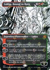 Lukka, Bound to Ruin (Borderless) (Step-And-Compleat Foil) from Phyrexia: All Will Be One
