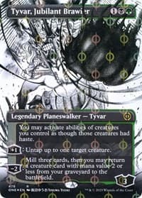 Tyvar, Jubilant Brawler (Borderless) (Step-and-Compleat Foil) from Phyrexia: All Will Be One