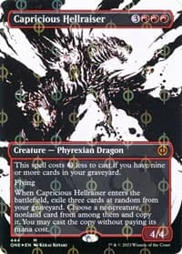 Capricious Hellraiser (Showcase) (Step-and-Compleat Foil) from Phyrexia: All Will Be One