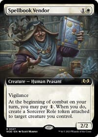 Spellbook Vendor (Extended Art) from Wilds of Eldraine