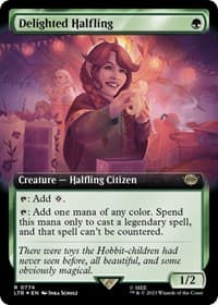 Delighted Halfling (Extended Art) (Surge Foil) from Universes Beyond: The Lord of the Rings: Tales of Middle-earth