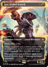 Gev, Scaled Scorch (Borderless) (Raised Foil) from Bloomburrow